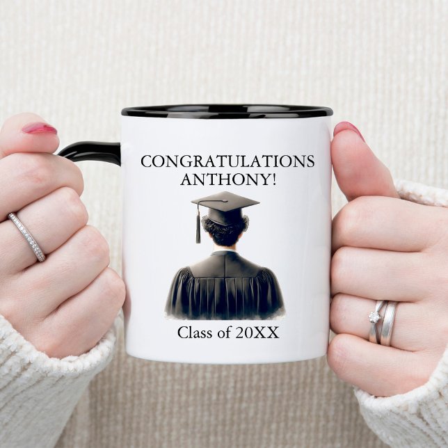 Congradulations Male Graduate in Black Gown Mug (Creator Uploaded)