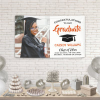 Congrats 1 Photo Orange Black and White Graduation