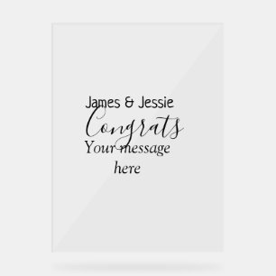 Congrats add name message wedding newly wed couple acrylic sign