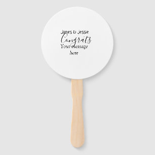Congrats add name message wedding newly wed couple hand fan
