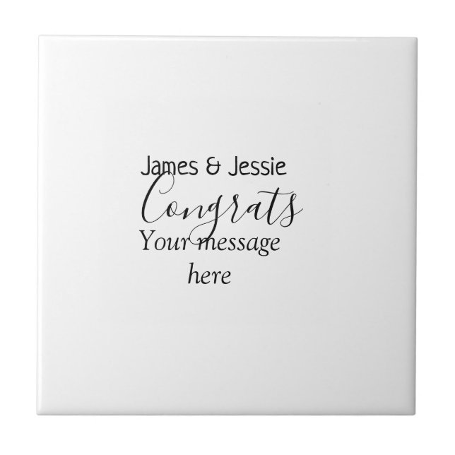Congrats add name message wedding newly wed couple tile (Front)