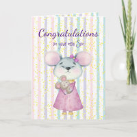 Congrats Baby Fun Cute Mouse Animal Son