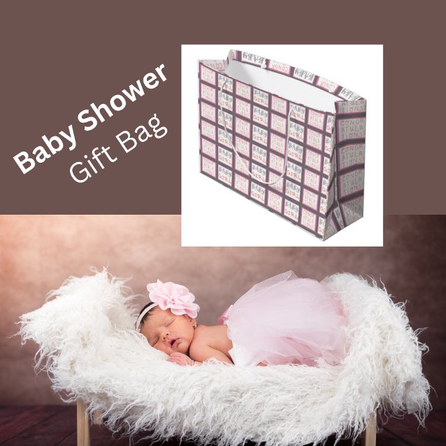 Congrats Baby Girl Pink Pattern  Large Gift Bag (Creator Uploaded)