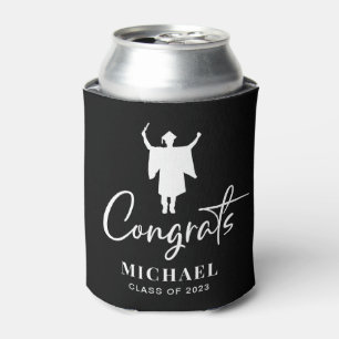 Congrats Black Graduation Party Can Cooler