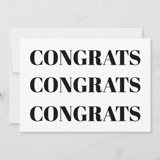 Congrats black white minimalist modern card (Front)