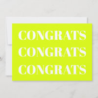Congrats chartreuse lime green white modern card