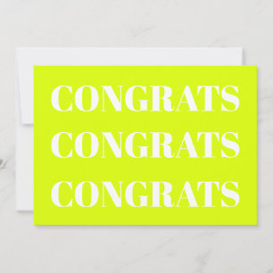 Congrats chartreuse lime green white modern card