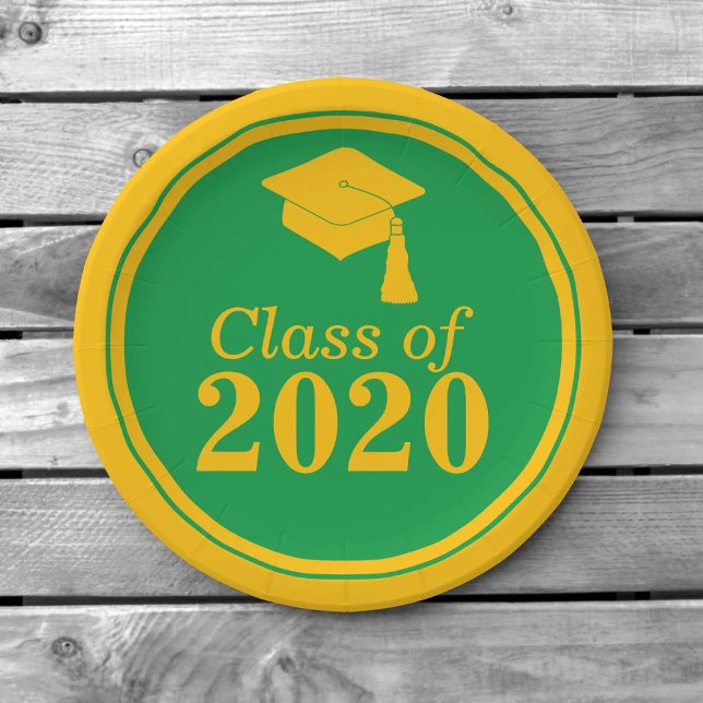 Congrats Class of 2024 Green Gold Paper Plate (Creator Uploaded)