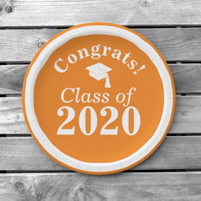Congrats Class of 2024 Orange White Paper Plate (Creator Uploaded)
