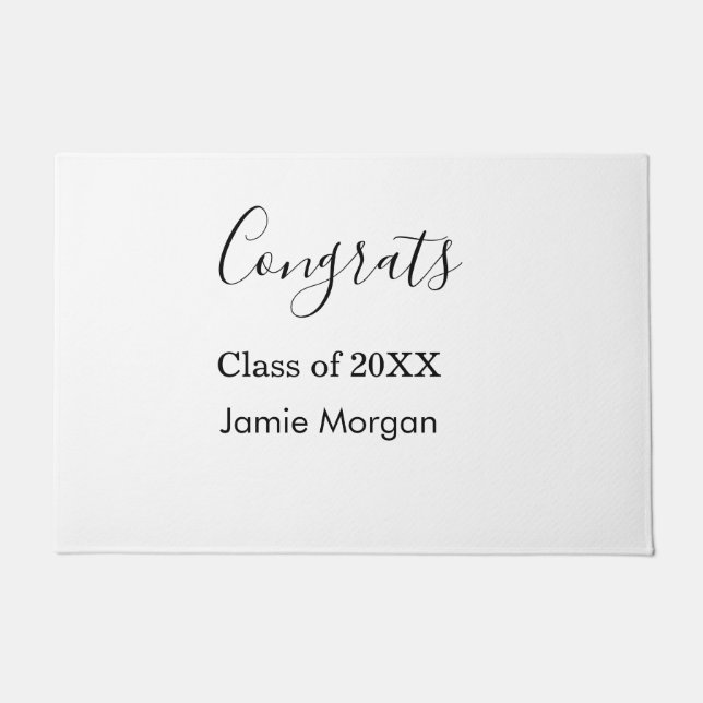 Congrats class of 20XX graduation name simple date Doormat (Front)