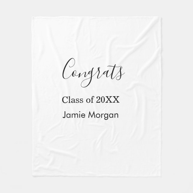 Congrats class of 20XX graduation name simple date Fleece Blanket (Front)
