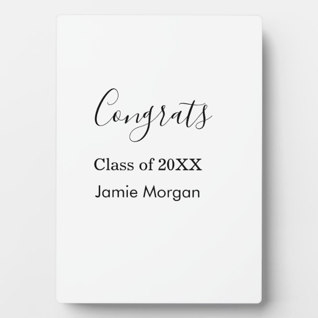 Congrats class of 20XX graduation name simple date Plaque (Front)