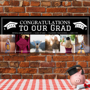 Congrats Classic Graduation Six Photo Party Banner