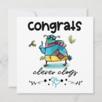 Congrats Clever Clogs Cartoon Pigeon Humour Card