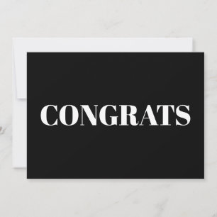 Congrats, Congratulations, black white modern card