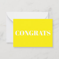 Congrats, Congratulations, bright yellow card