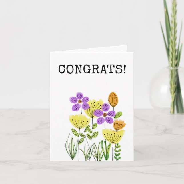 Congrats, Congratulations, Floral Card (Front)