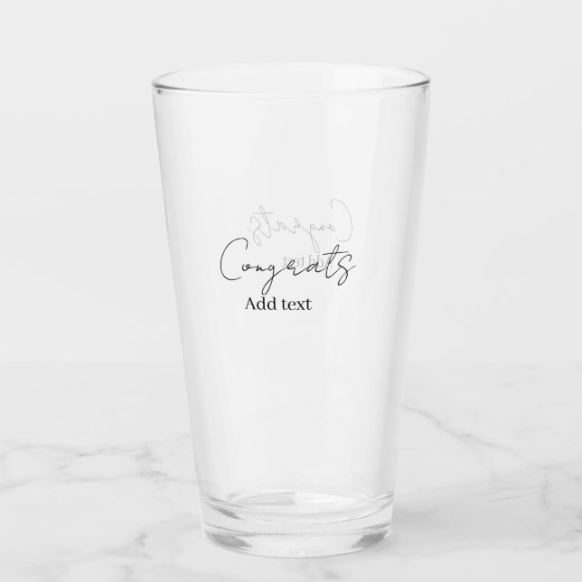Congrats congratulations graduate name date  glass (Front)