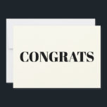 Congrats, Congratulations, Ivory Black modern card<br><div class="desc">Congrats,  Congratulations,  Ivory Black modern Note Card.
Elegant,  modern design.</div>