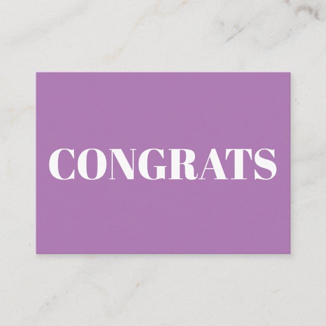 Congrats, Congratulations, lavender white card (Front)