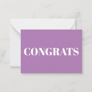 Congrats, Congratulations, lavender white card