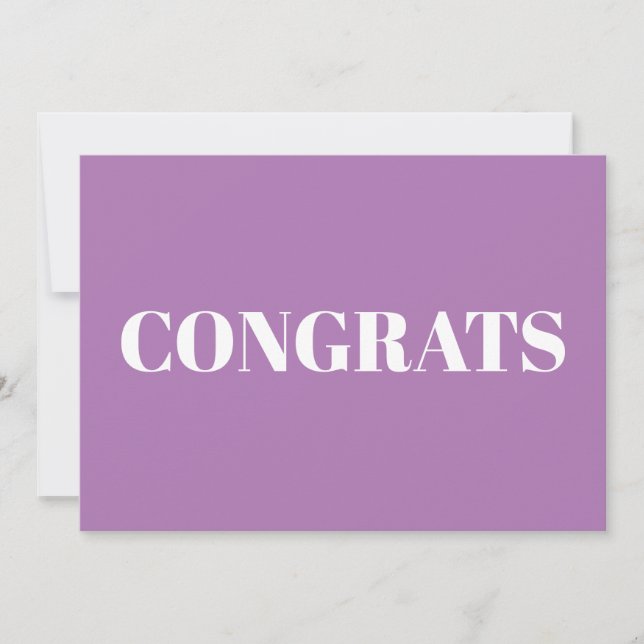 Congrats, Congratulations, lavender white card (Front)