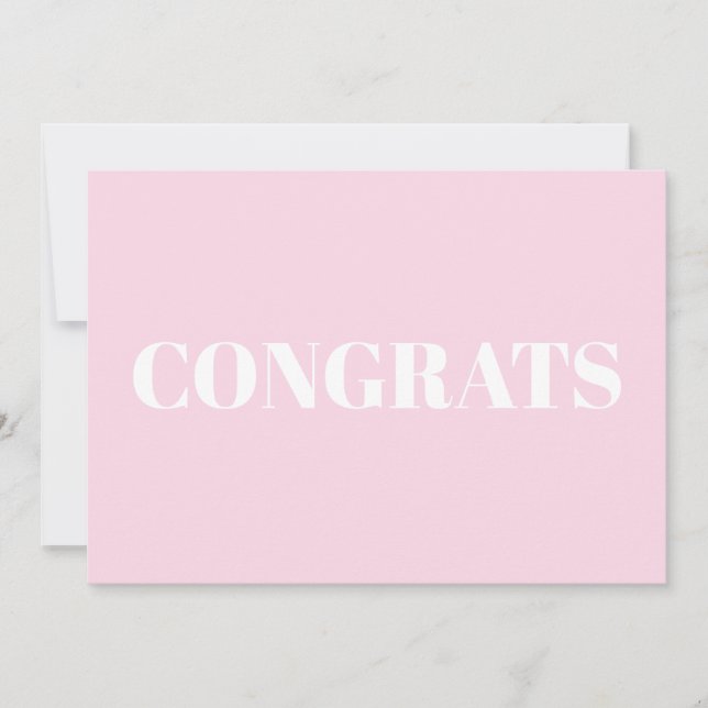 Congrats, Congratulations, light pink white card (Front)