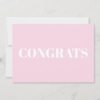 Congrats, Congratulations, light pink white card