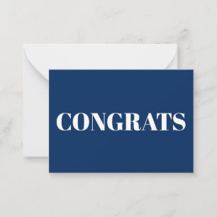 Congrats, Congratulations, navy blue white card