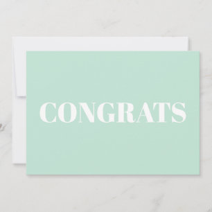 Congrats, Congratulations seafoam green white card