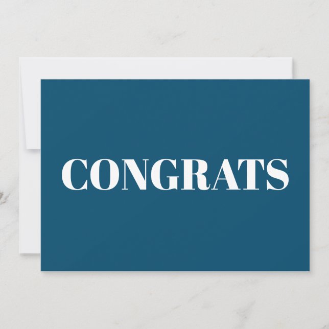 Congrats, Congratulations, teal white modern card (Front)