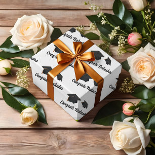 Congrats  custom name graduation celebration   wrapping paper sheet