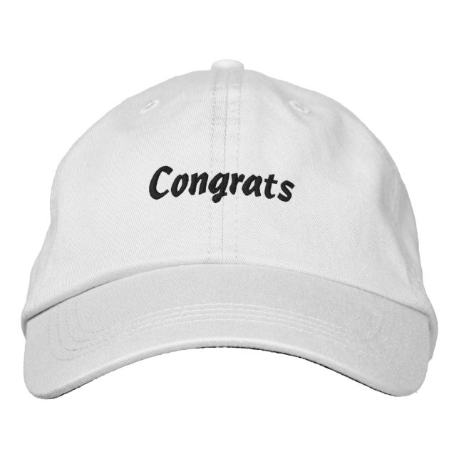 Congrats Custom Text with White Hats Black Text  (Front)