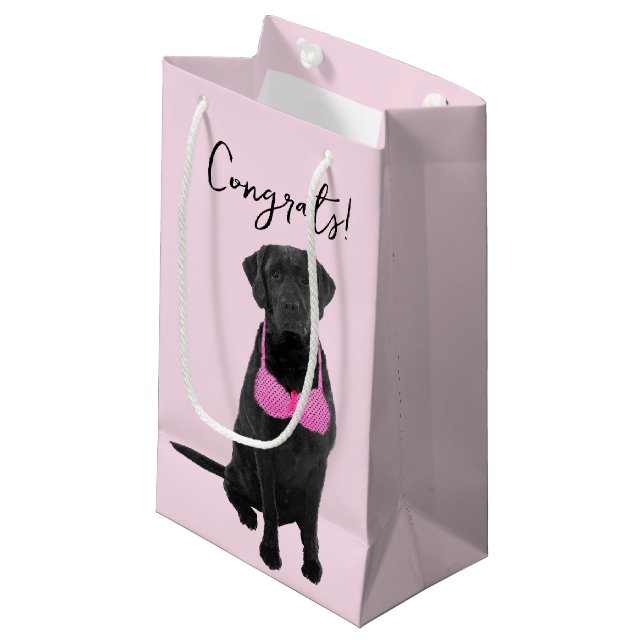 Congrats Dog For Breast Cancer Survivor Small Gift Bag (Front Angled)