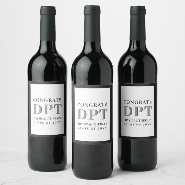 Congrats DPT Physical Therapy Class of 20XX Wine Label (Bottles)
