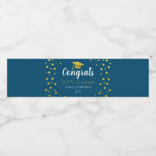 Congrats Elegant Gold Confetti Water Bottle Label