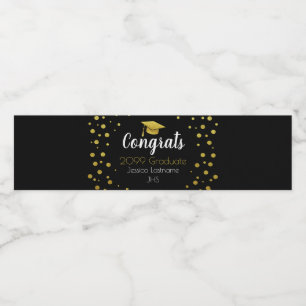 Congrats Elegant Gold Confetti Water Bottle Label