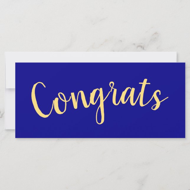 CONGRATS Fun Script Vibrant Royal Blue Background (Front)