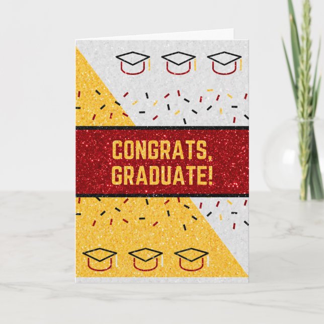 Congrats Glitter Graduation Card (Front)