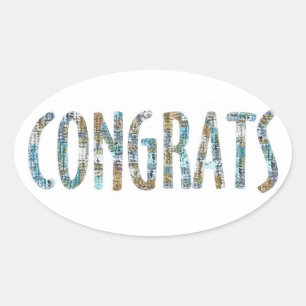 Congrats-Glitter II Oval Sticker