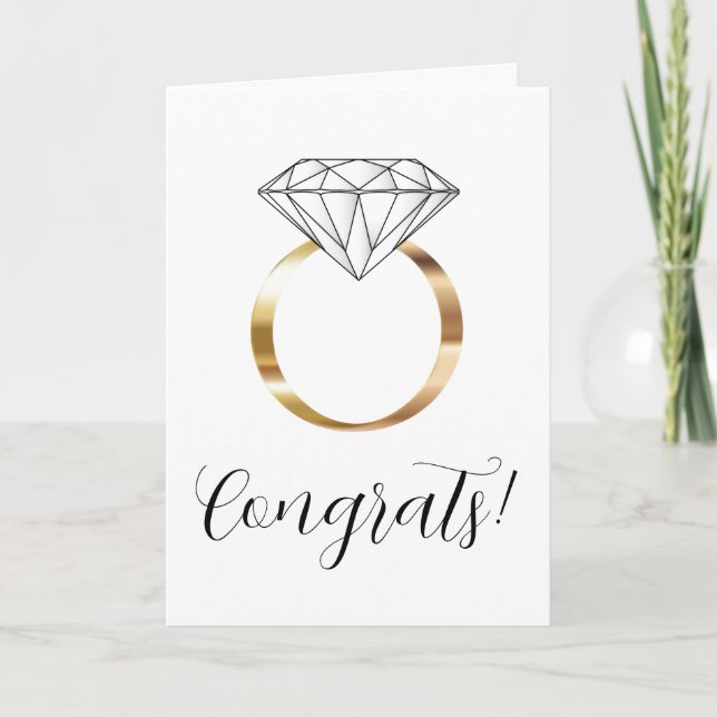 Congrats Gold Diamond Wedding Ring Card (Front)