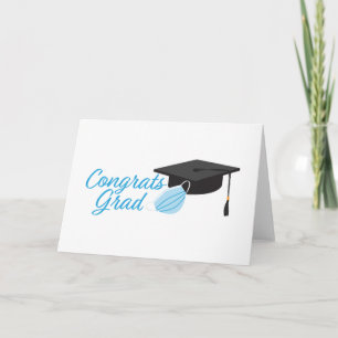 Congrats Grad 2020, Graduation cap and Face Mask Card