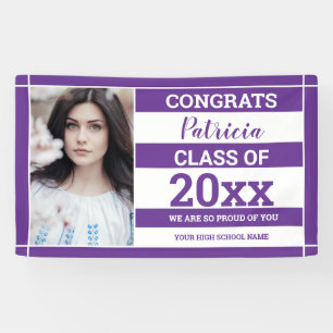 Congrats Grad 2022 Photo Graduation Purple White Banner