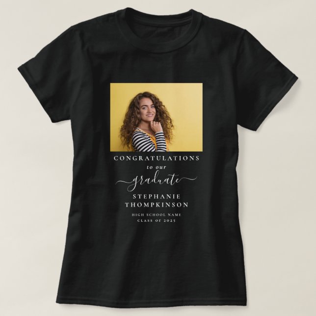 Congrats Grad 2025 Photo Family Graduation White T-Shirt (Design Front)