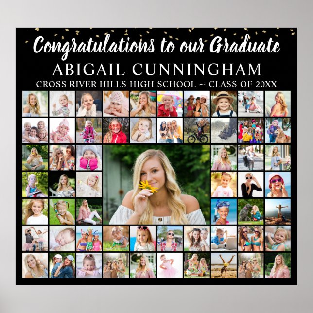 Congrats Grad 59 Photo Collage Confetti Your Colou Poster (Front)
