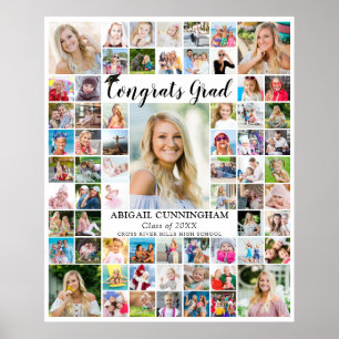 Congrats Grad 66 Photo Collage Custom Colour Poster
