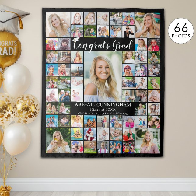 Congrats Grad 66 Photo Collage Custom Colour Tapestry (Creator Uploaded)