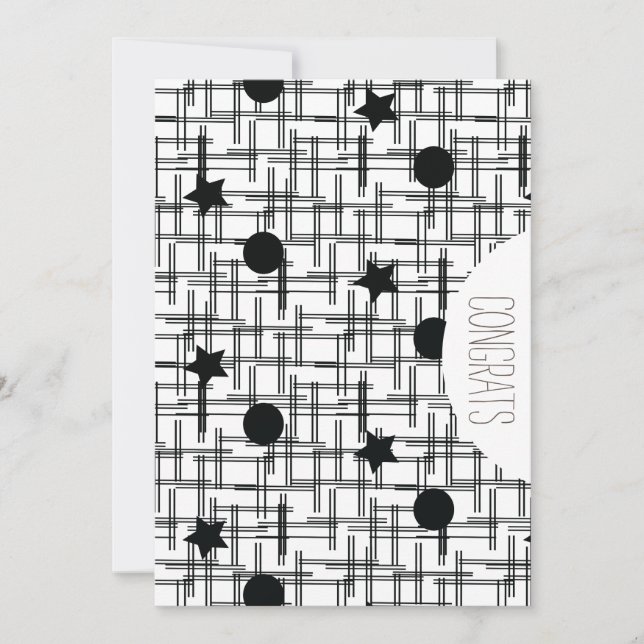 Congrats Grad Abstract Monochrome Stars Card (Front)