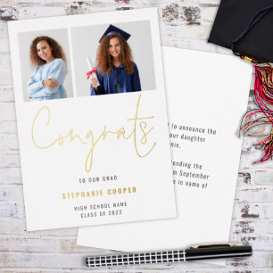 Congrats Grad Announcement 2 Photos Gold Real