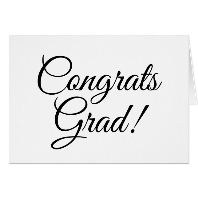 Congrats Grad black custom script class year card (Front Horizontal)